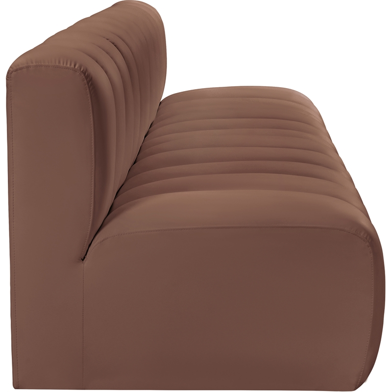 Bowery Hill Contemporary Cognac Vegan Leather Modular Sectional