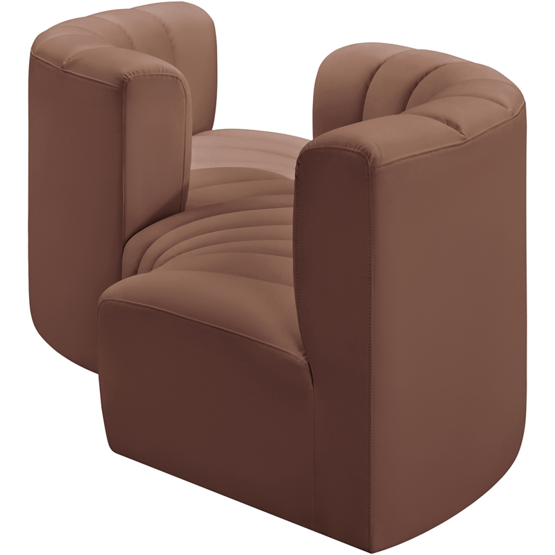 Bowery Hill Contemporary Cognac Vegan Leather Modular Sectional