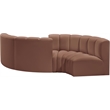 Bowery Hill Contemporary Cognac Vegan Leather Modular Sectional