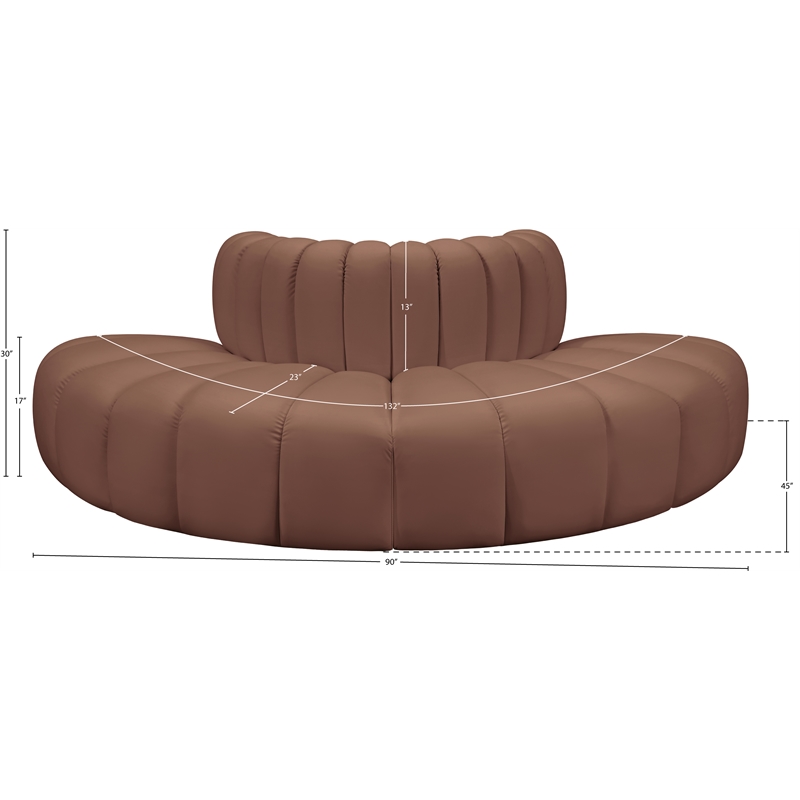Bowery Hill Contemporary Cognac Vegan Leather Modular Sectional