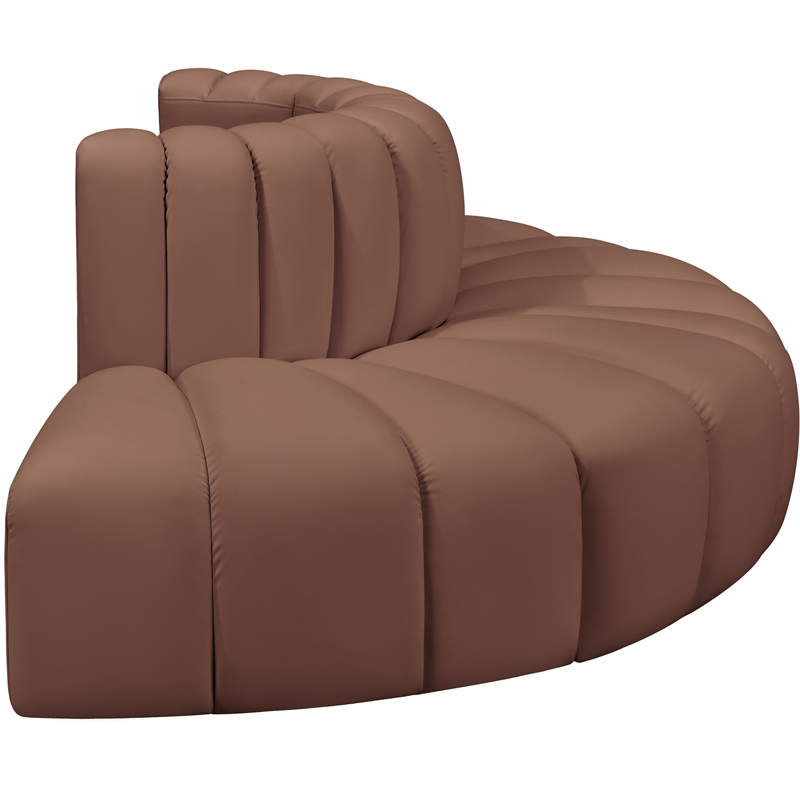 Bowery Hill Contemporary Cognac Vegan Leather Modular Sectional