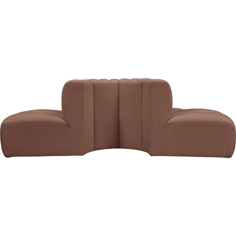 Bowery Hill Contemporary Cognac Vegan Leather Modular Sectional
