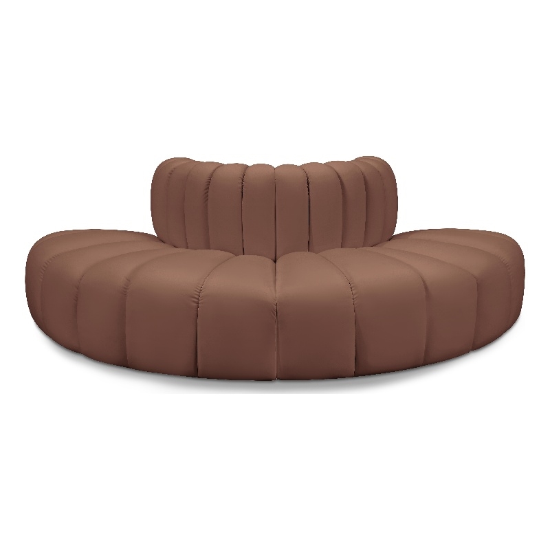 Bowery Hill Contemporary Cognac Vegan Leather Modular Sectional