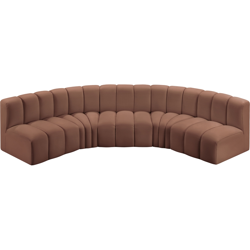 Bowery Hill Contemporary Cognac Vegan Leather Modular Sectional