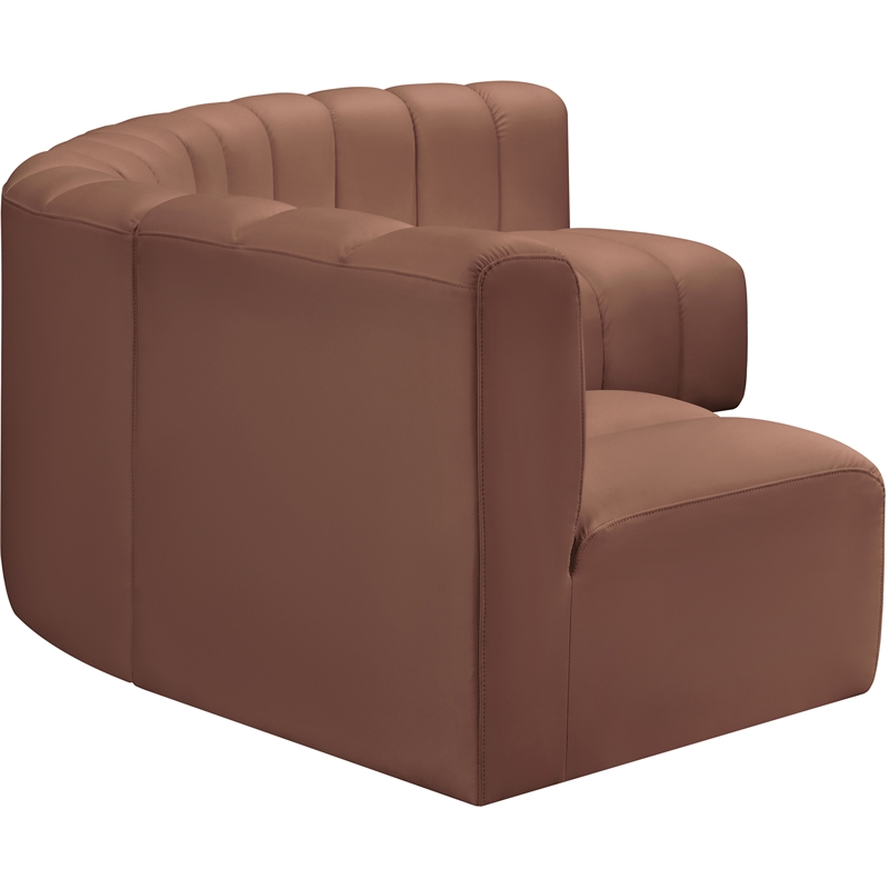 Bowery Hill Contemporary Cognac Vegan Leather Modular Sectional
