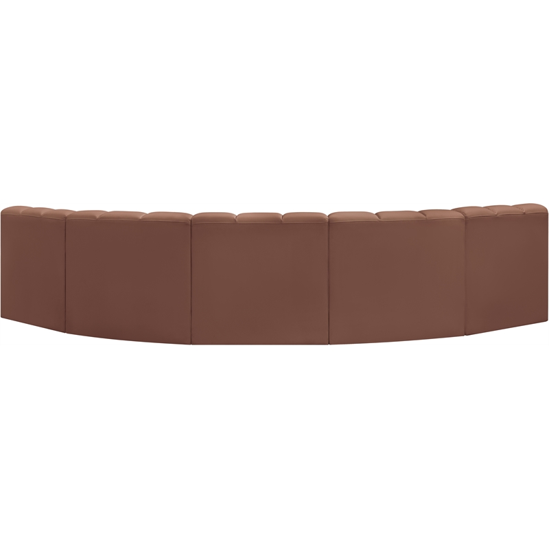 Bowery Hill Contemporary Cognac Vegan Leather Modular Sectional