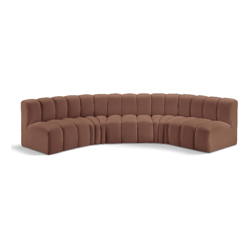 Bowery Hill Contemporary Cognac Vegan Leather Modular Sectional
