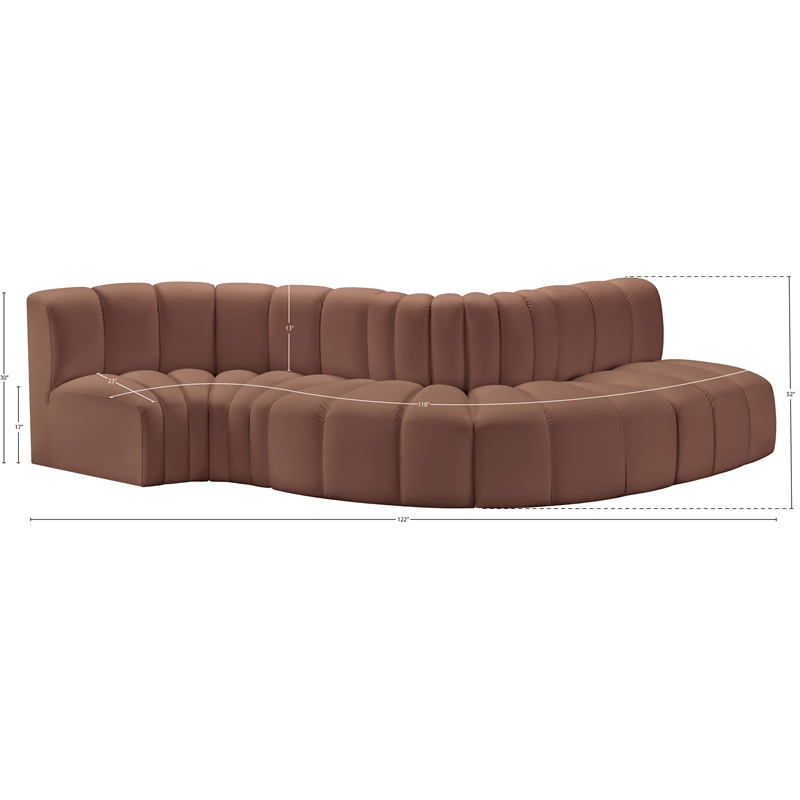 Bowery Hill Contemporary Cognac Vegan Leather Modular Sectional