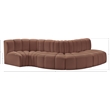 Bowery Hill Contemporary Cognac Vegan Leather Modular Sectional