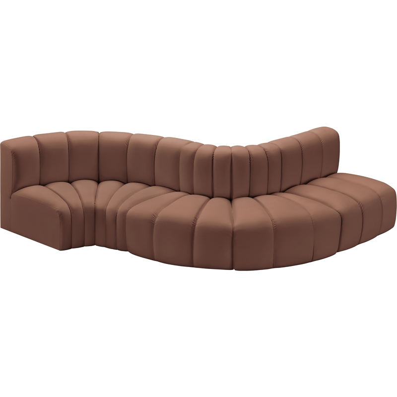 Bowery Hill Contemporary Cognac Vegan Leather Modular Sectional