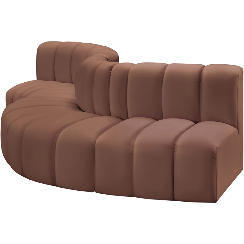 Bowery Hill Contemporary Cognac Vegan Leather Modular Sectional