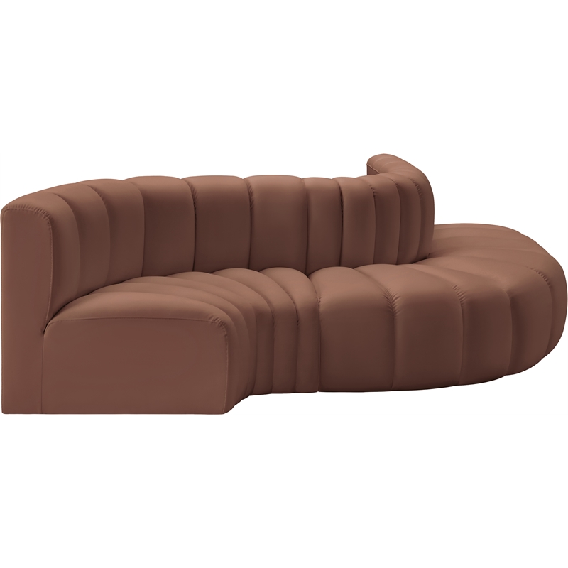 Bowery Hill Contemporary Cognac Vegan Leather Modular Sectional