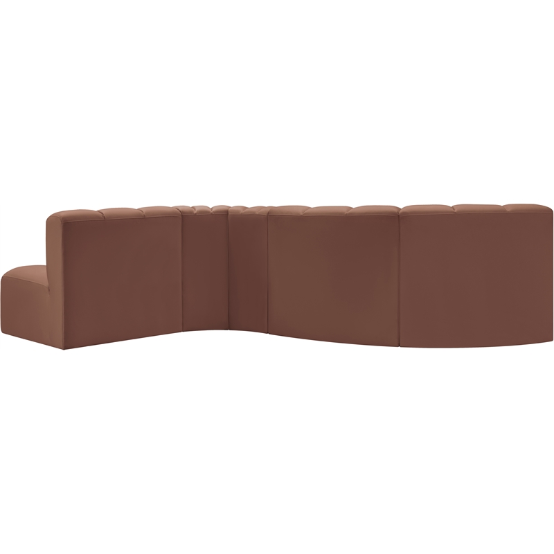 Bowery Hill Contemporary Cognac Vegan Leather Modular Sectional