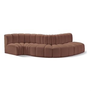 Bowery Hill Contemporary Cognac Vegan Leather Modular Sectional