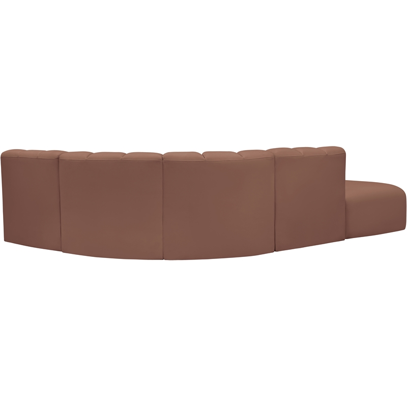 Bowery Hill Contemporary Cognac Vegan Leather Modular Sectional