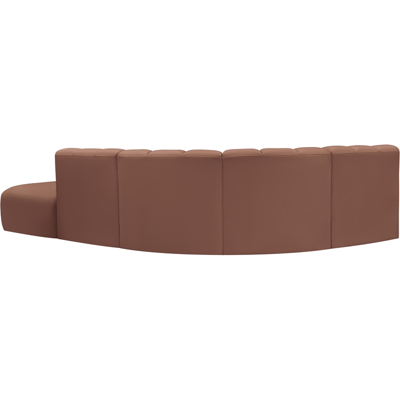 Bowery Hill Contemporary Cognac Vegan Leather Modular Sectional