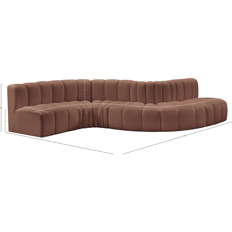 Bowery Hill Contemporary Cognac Vegan Leather Modular Sectional
