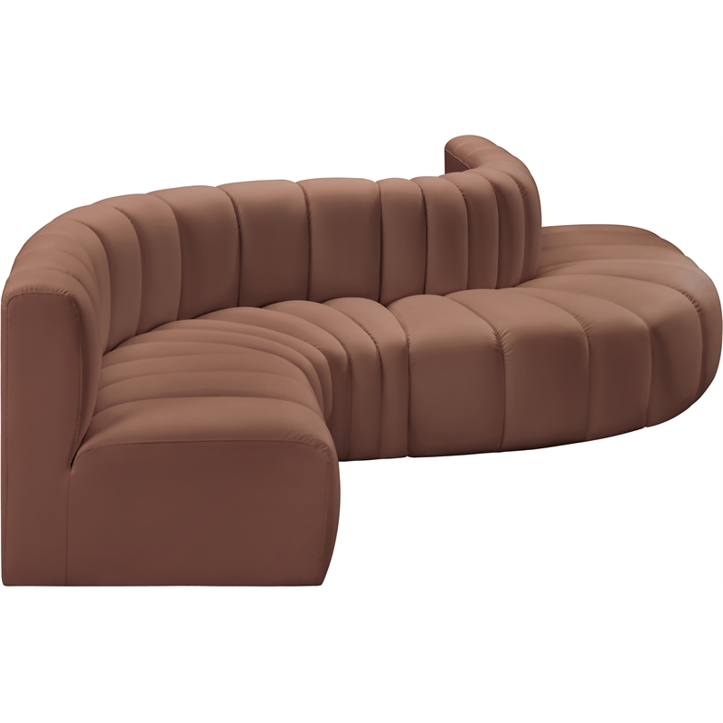 Bowery Hill Contemporary Cognac Vegan Leather Modular Sectional