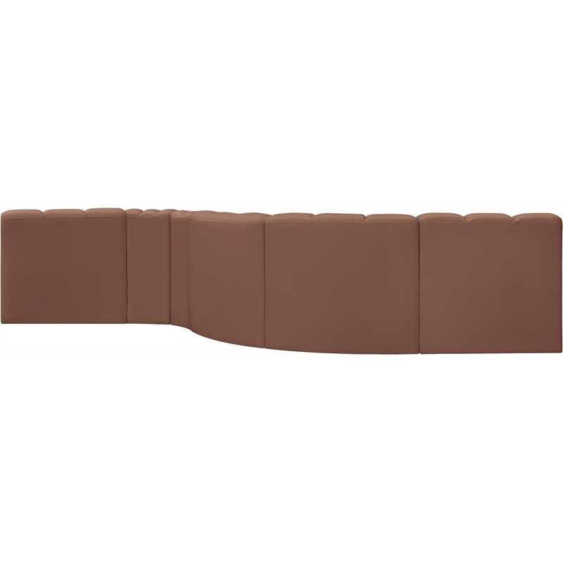 Bowery Hill Contemporary Cognac Vegan Leather Modular Sectional