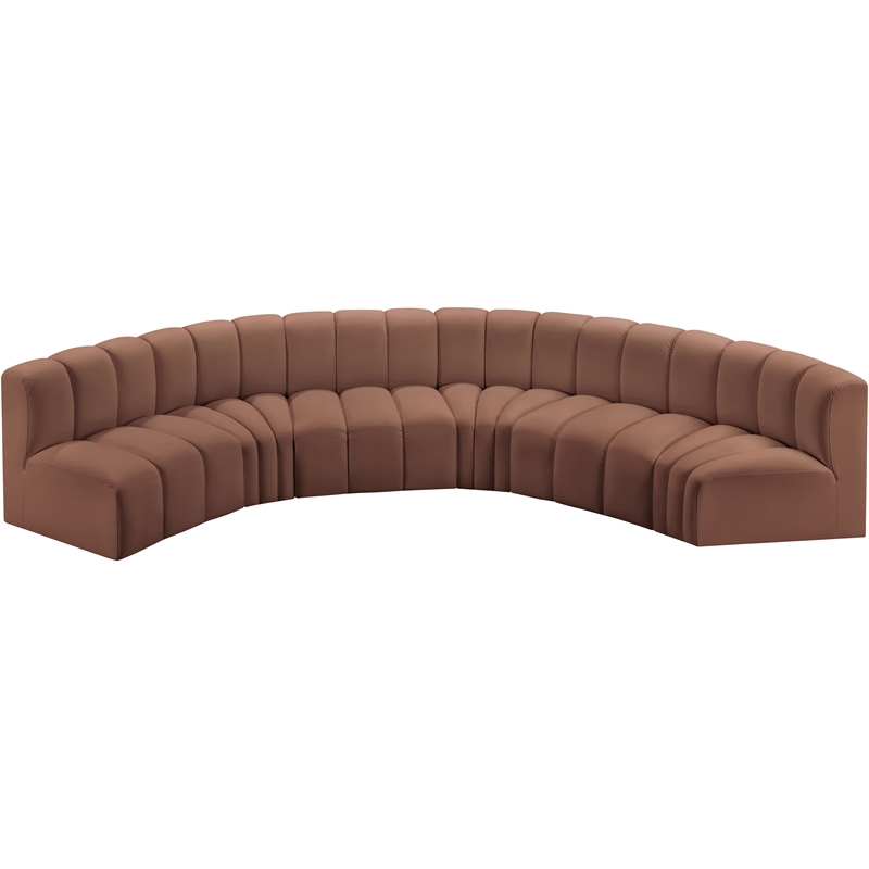 Bowery Hill Contemporary Cognac Vegan Leather Modular Sectional