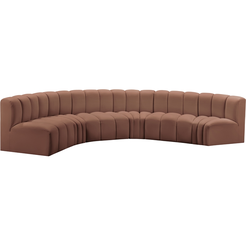 Bowery Hill Contemporary Cognac Vegan Leather Modular Sectional