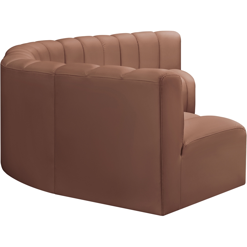 Bowery Hill Contemporary Cognac Vegan Leather Modular Sectional