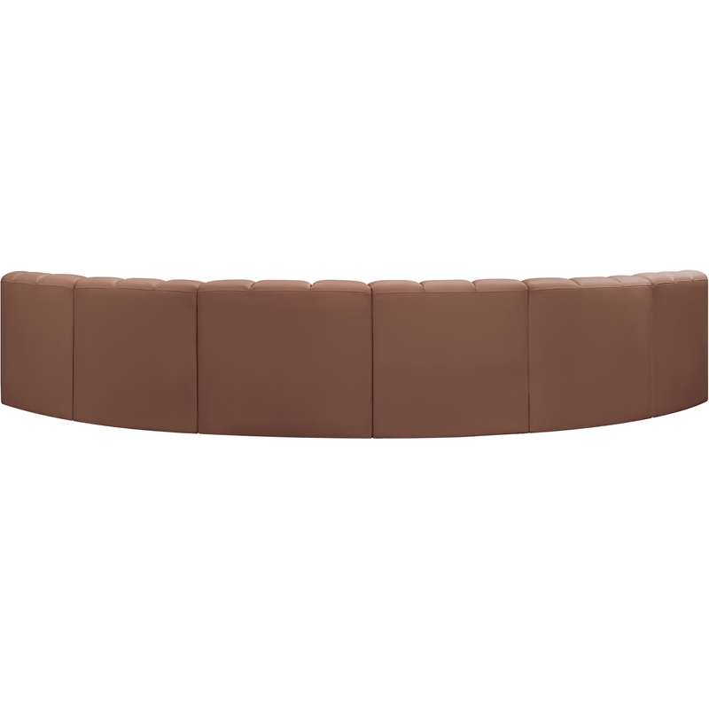 Bowery Hill Contemporary Cognac Vegan Leather Modular Sectional