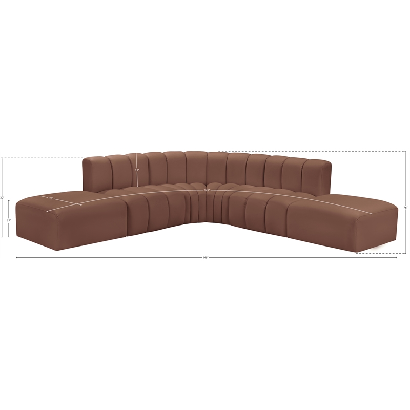 Bowery Hill Contemporary Cognac Vegan Leather Modular Sectional