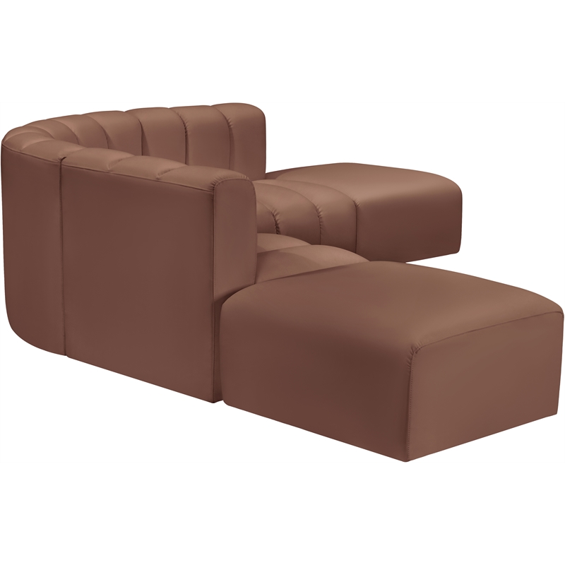 Bowery Hill Contemporary Cognac Vegan Leather Modular Sectional