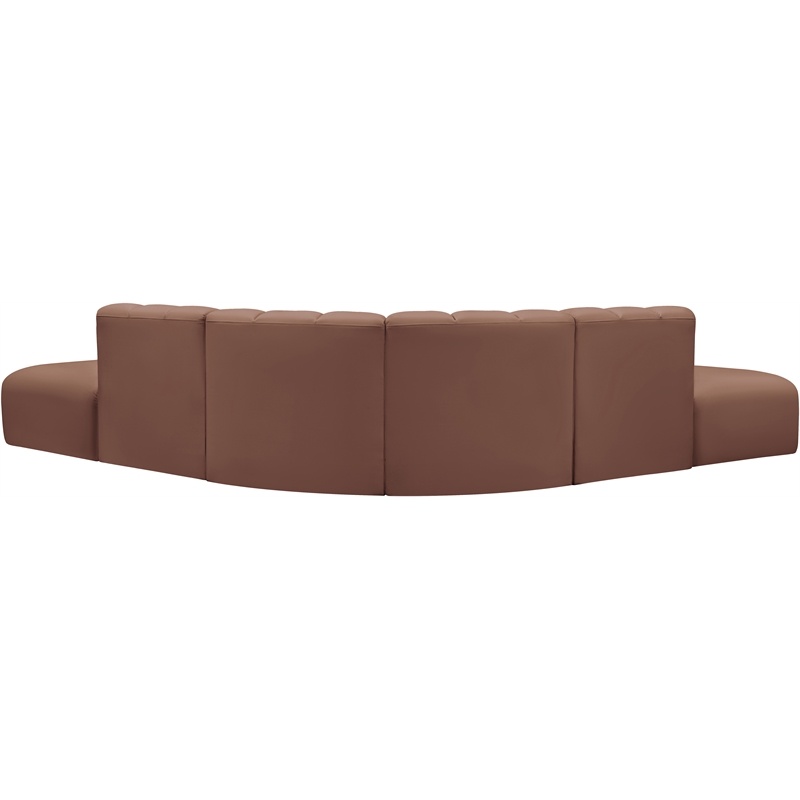 Bowery Hill Contemporary Cognac Vegan Leather Modular Sectional