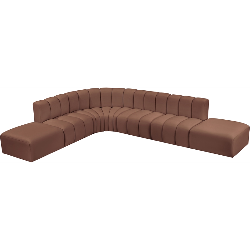 Bowery Hill Contemporary Cognac Vegan Leather Modular Sectional