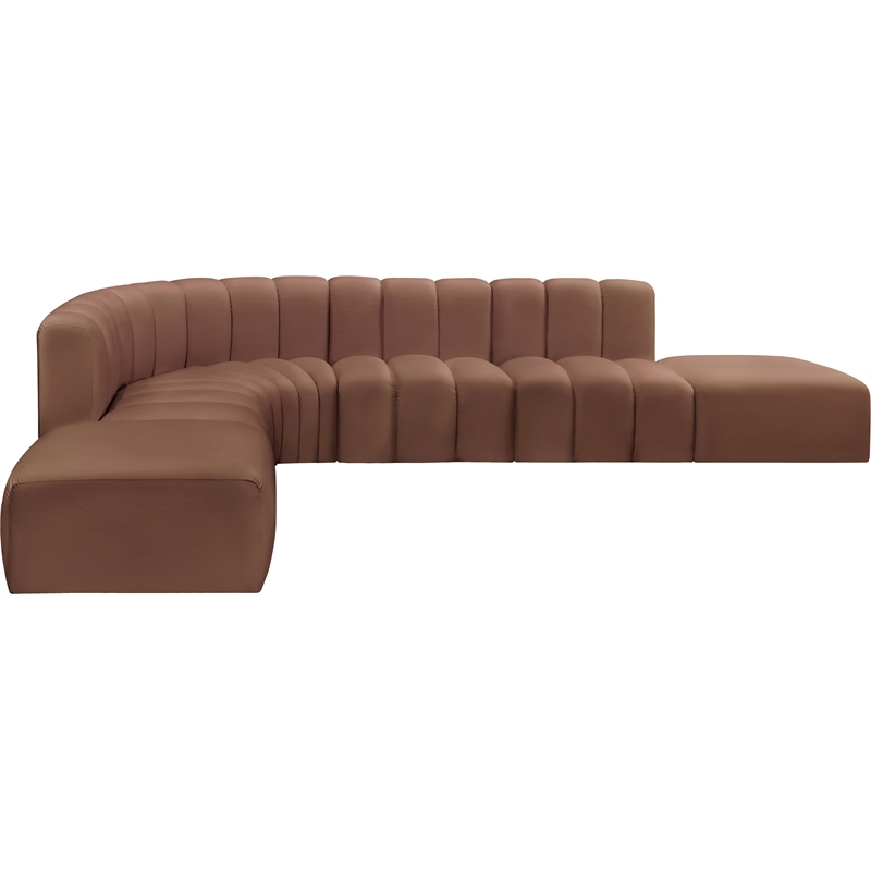 Bowery Hill Contemporary Cognac Vegan Leather Modular Sectional