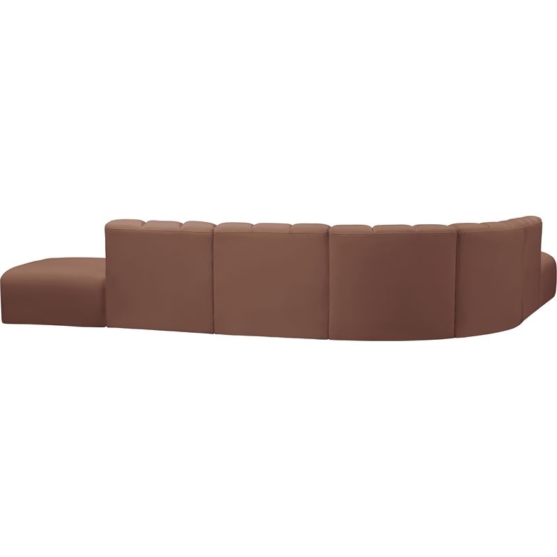 Bowery Hill Contemporary Cognac Vegan Leather Modular Sectional