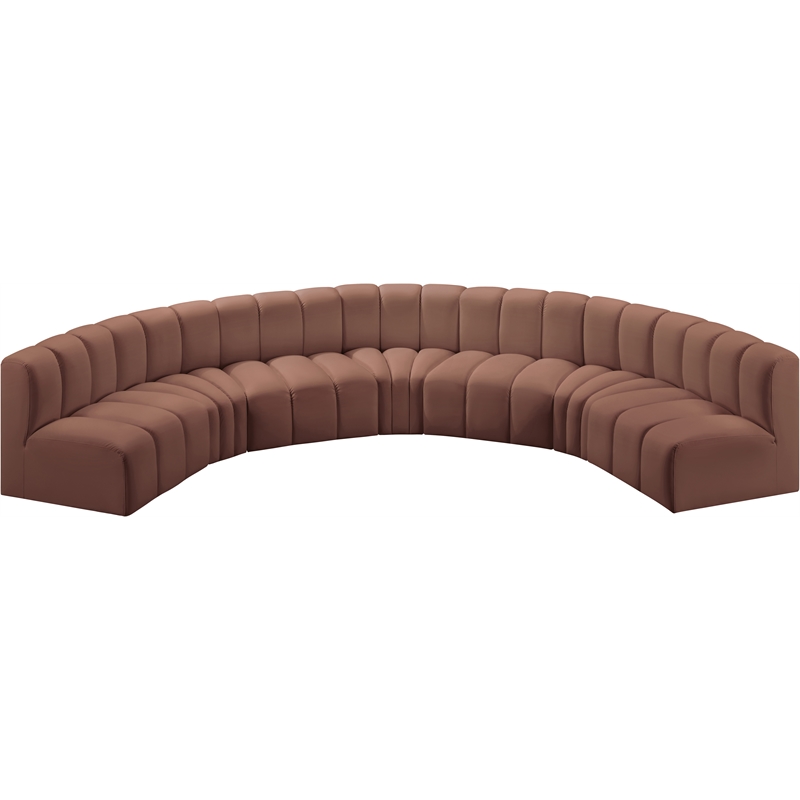 Bowery Hill Contemporary Cognac Vegan Leather Modular Sectional