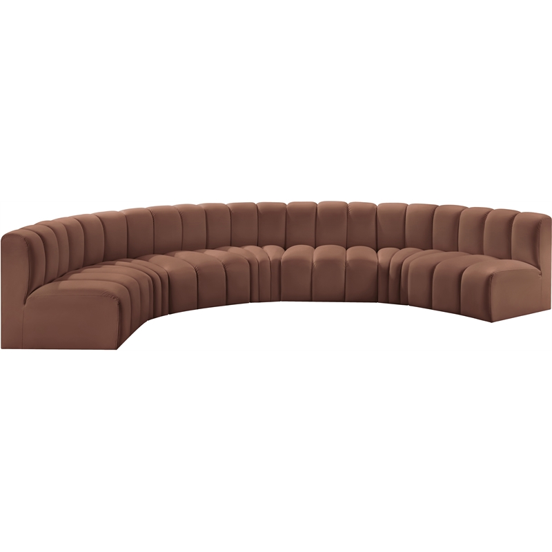 Bowery Hill Contemporary Cognac Vegan Leather Modular Sectional