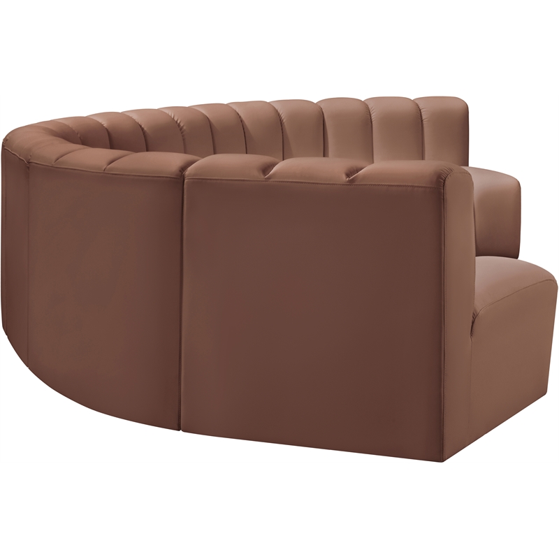 Bowery Hill Contemporary Cognac Vegan Leather Modular Sectional