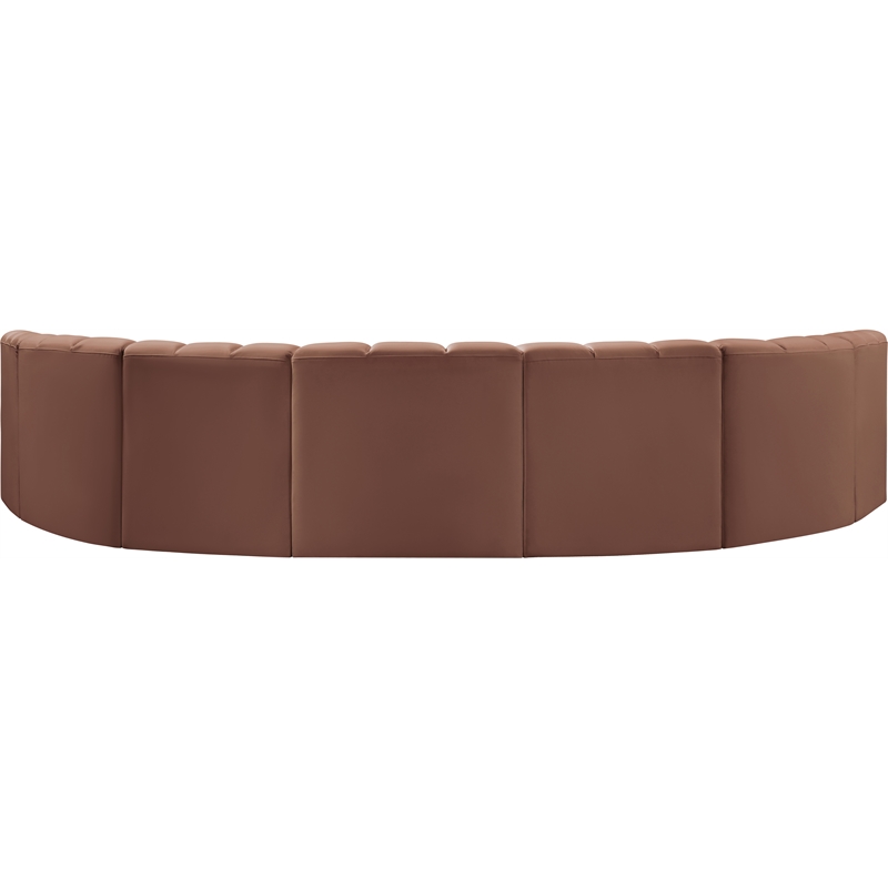 Bowery Hill Contemporary Cognac Vegan Leather Modular Sectional
