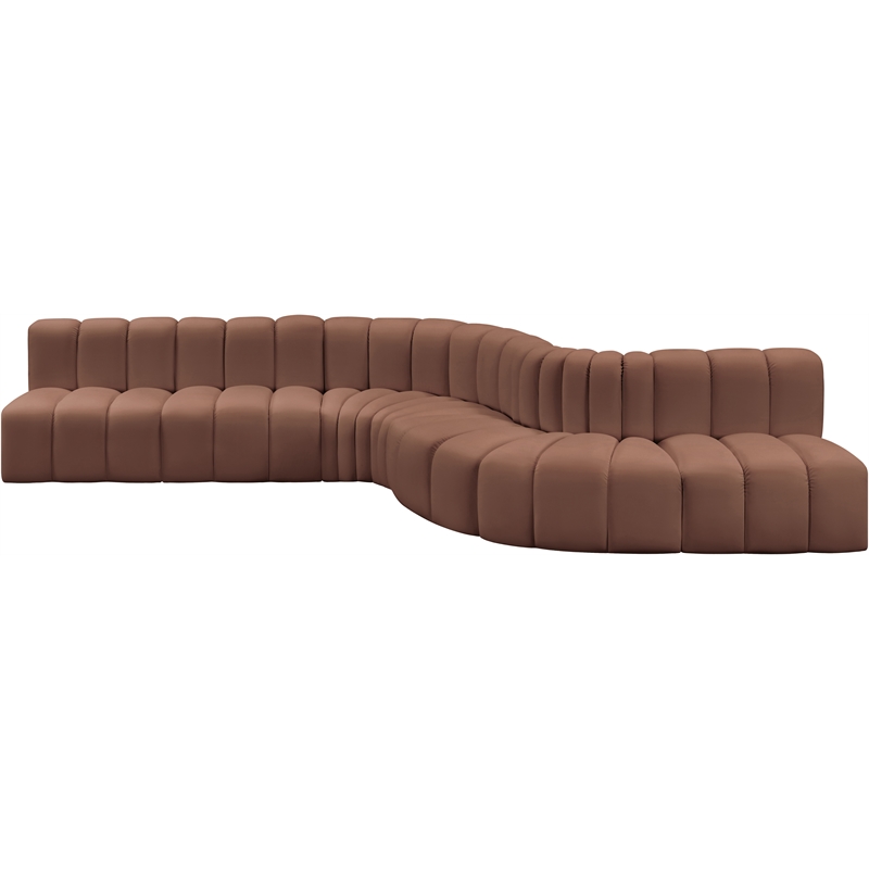 Bowery Hill Contemporary Cognac Vegan Leather Modular Sectional