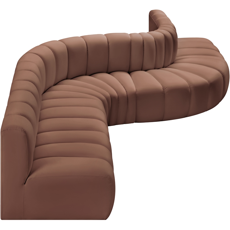 Bowery Hill Contemporary Cognac Vegan Leather Modular Sectional