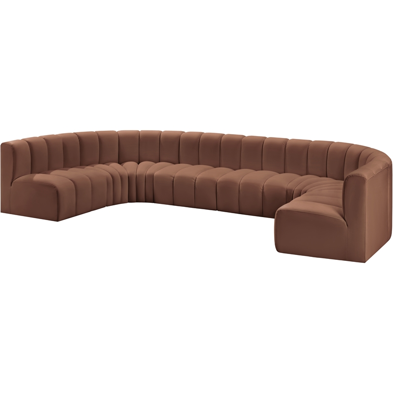 Bowery Hill Contemporary Cognac Vegan Leather Modular Sectional