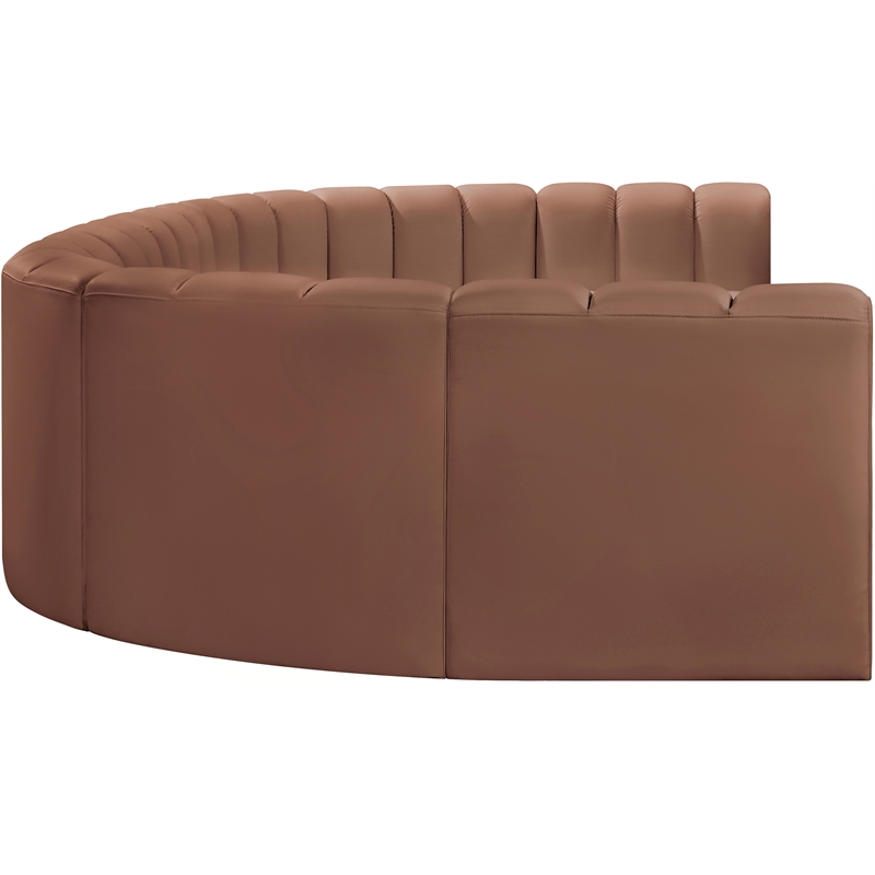 Bowery Hill Contemporary Cognac Vegan Leather Modular Sectional