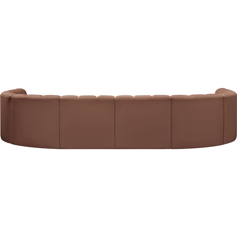 Bowery Hill Contemporary Cognac Vegan Leather Modular Sectional