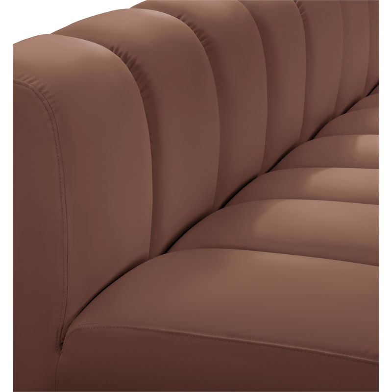 Bowery Hill Contemporary Cognac Vegan Leather Modular Sectional