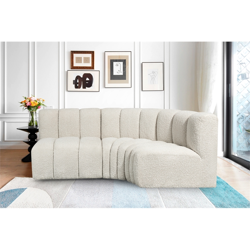 Bowery Hill Contemporary Cream Boucle Fabric Modular Sectional
