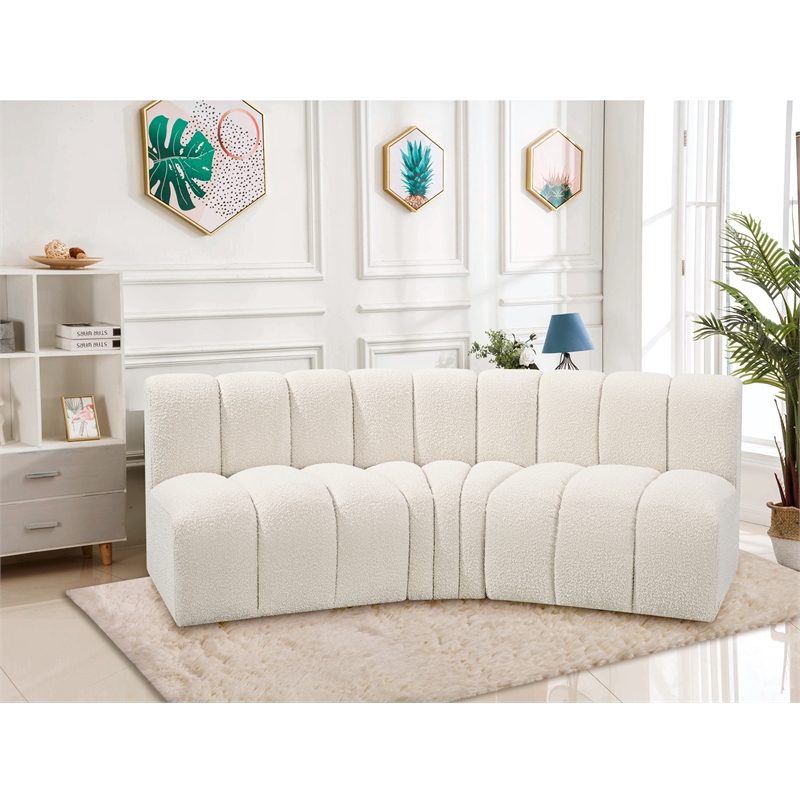 Bowery Hill Contemporary Cream Boucle Fabric Modular Sectional