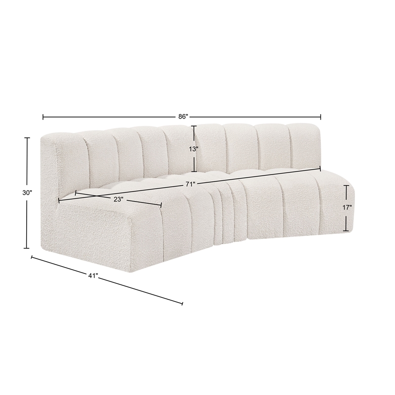 Bowery Hill Contemporary Cream Boucle Fabric Modular Sectional