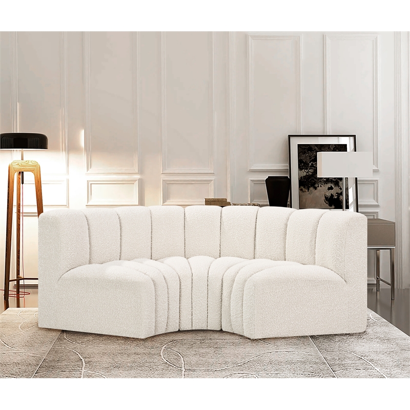 Bowery Hill Contemporary Cream Boucle Fabric Modular Sectional