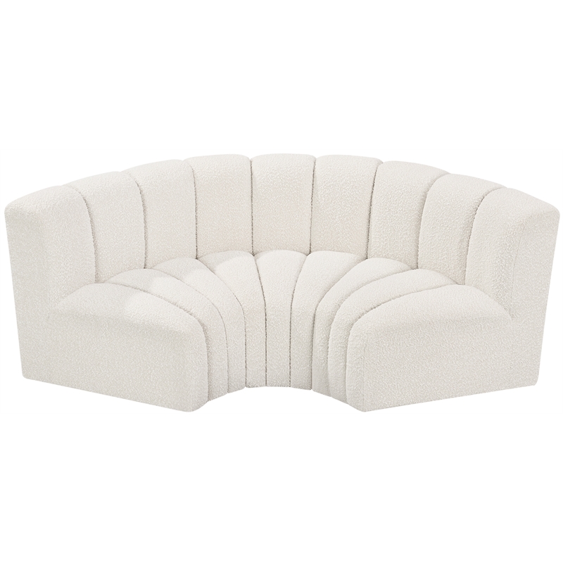 Bowery Hill Contemporary Cream Boucle Fabric Modular Sectional