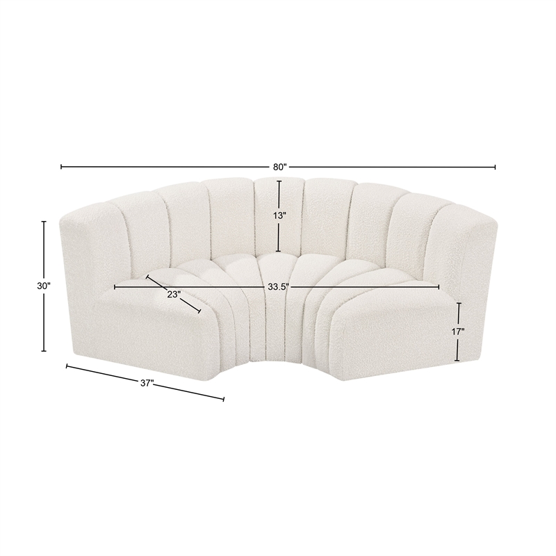 Bowery Hill Contemporary Cream Boucle Fabric Modular Sectional
