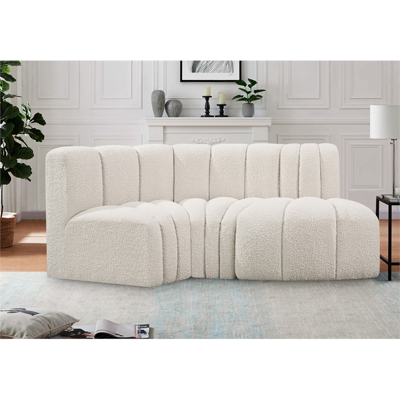 Bowery Hill Contemporary Cream Boucle Fabric Modular Sectional